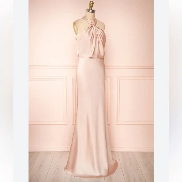 NWT ASOS Design Satin Halter Maxi Formal Gown Dress. Size 6. Medium. - Picture 2 of 16